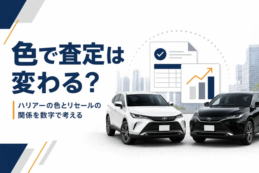 ハリアーの白と黒のボディカラーで売る時の見られ方を比べたアイキャッチ