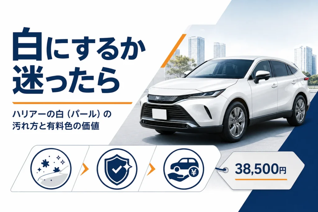 ハリアーの白いボディカラーを選ぶ時の判断材料を示したアイキャッチ