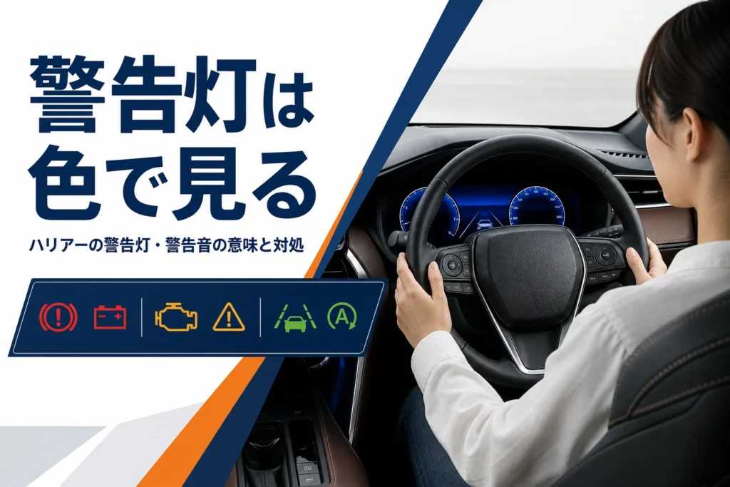 ハリアーのメーターの警告灯を色で見分けるイメージのアイキャッチ