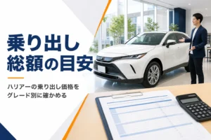 ハリアーの乗り出し価格をグレード別に解説する記事のアイキャッチ