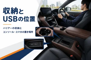 ハリアーの収納とセンターコンソールを解説する記事のアイキャッチ