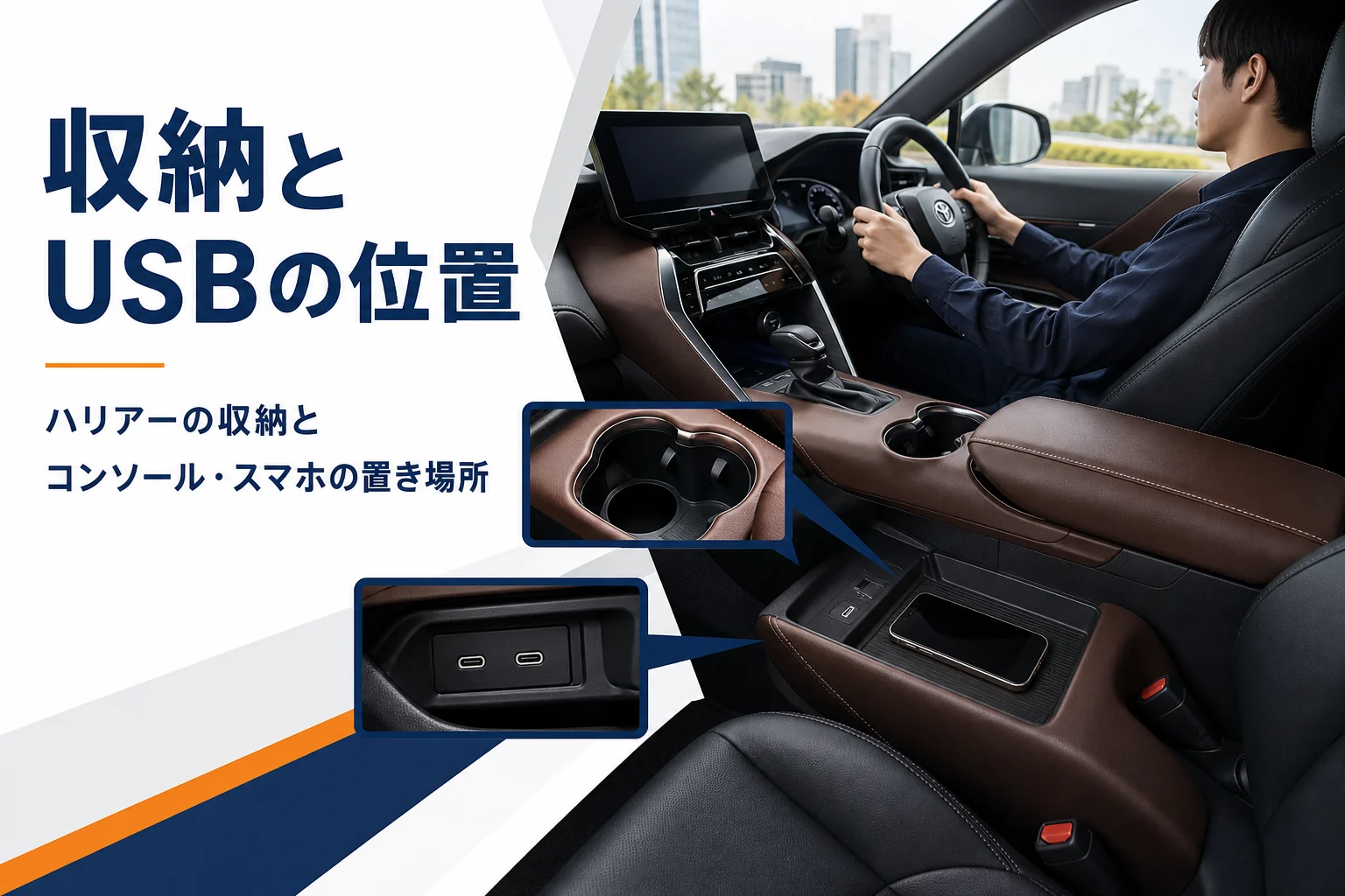 ハリアーの収納とセンターコンソールを解説する記事のアイキャッチ