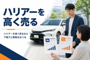 ハリアーの下取りと買取の金額を比べるイメージ