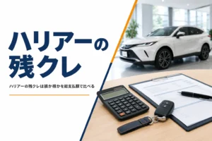 ハリアーの残クレと通常ローンの総支払額を比べるイメージ